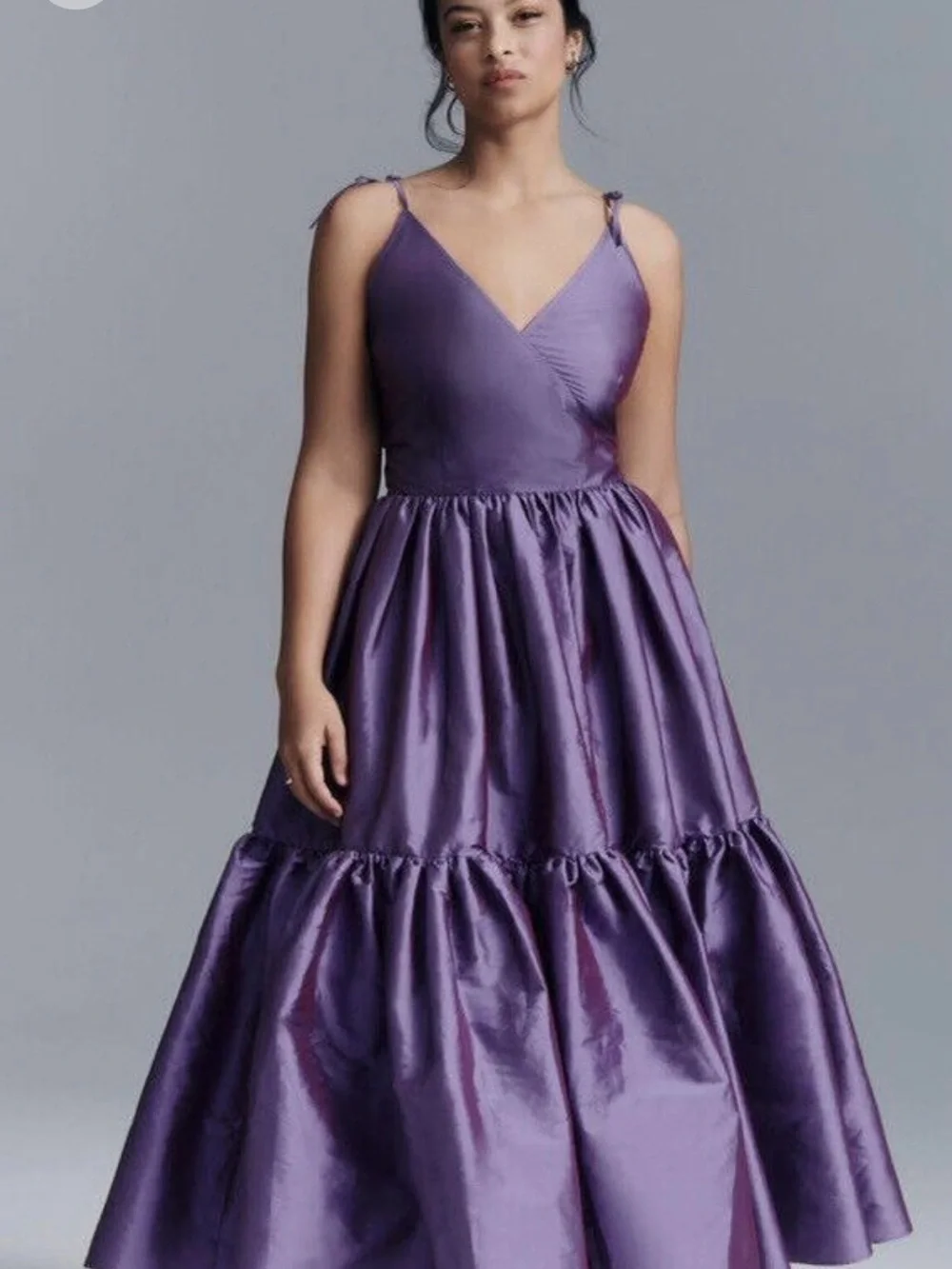 Anthropologie Purple Satin Tiered Party Dress - Picture 10 of 10